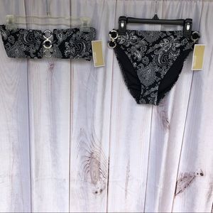 Micheal Kors Black and White Floral Bikini